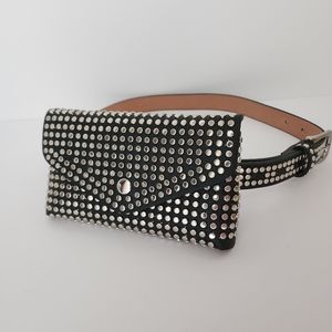 Studded Faux Leather Waist Pocket Purse and Belt 27.5"-34.25" phone carrier